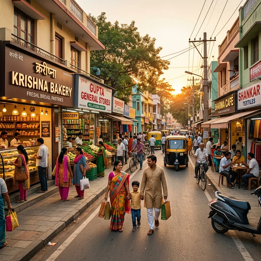Vibrant Indian neighborhood